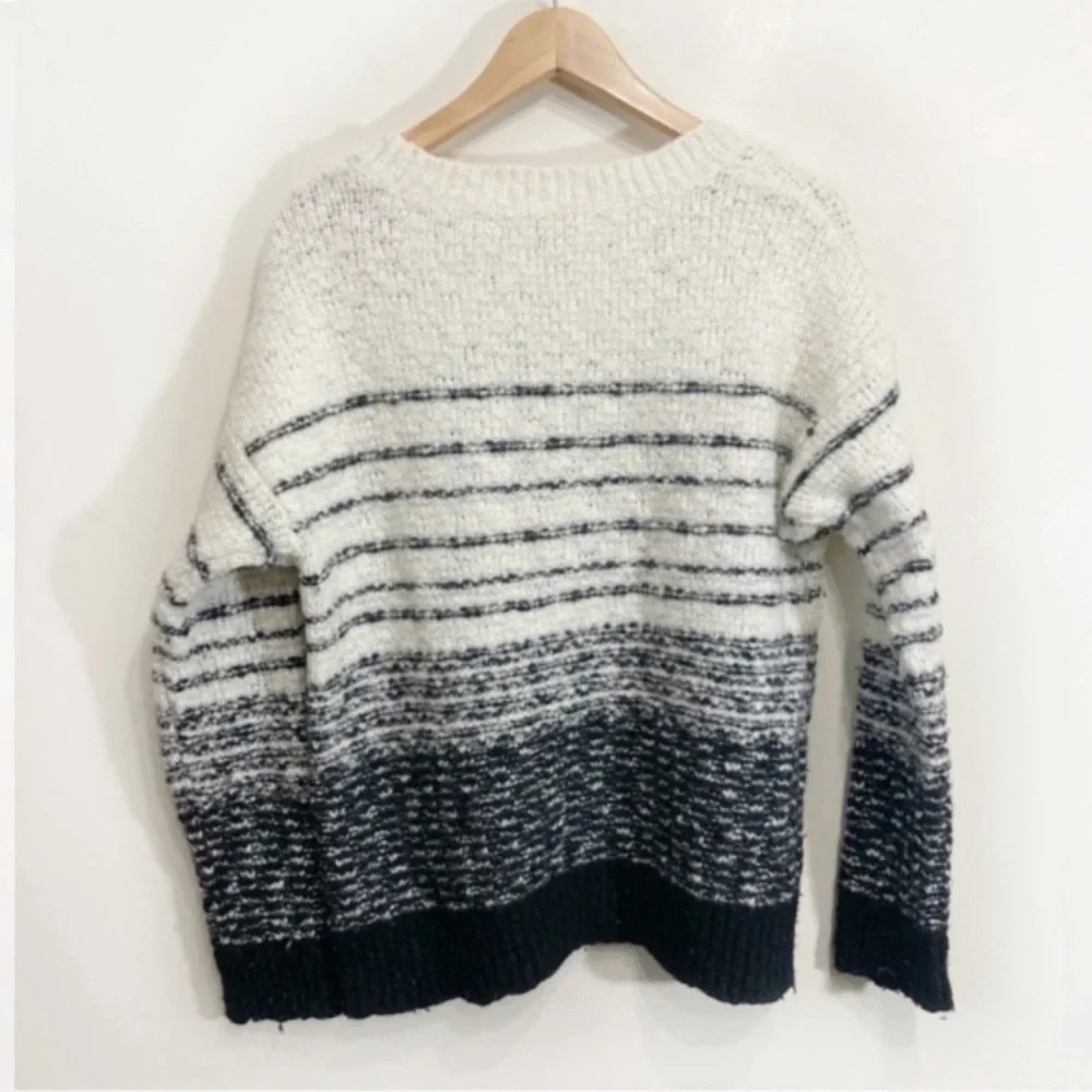 Vince Striped Wool Sweater Size Large Cream Black - Picture 3 of 9
